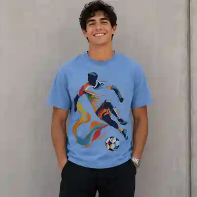 Football Fever Graphic Printed Sky Blue T-Shirt